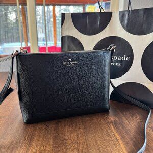 Kate Spade Leila Black Pebbled Leather Crossbody Purse KG464 $329 Retail